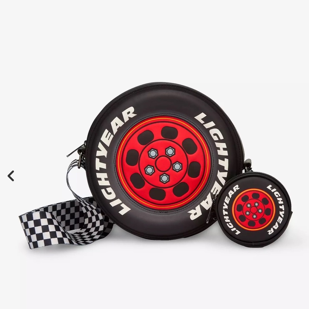 Loungefly Disney Pixar Cars Lightning McQueen Tire Figural Crossbody Bag & Coin